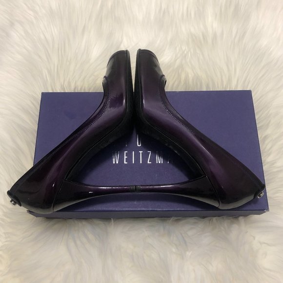 Stuart Weitzman Avignon Grape Soft Patent Peep Toe Heels - Size 7B - Picture 4 of 10